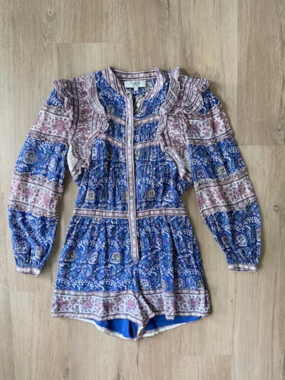 Sea New York Rosita Floral Long Sleeve Romper Blue Size 2